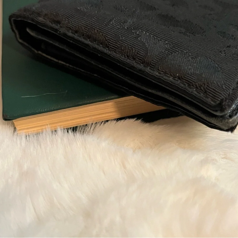 Christian Dior Trotter Long Wallet Bifold Black Canvas Leather